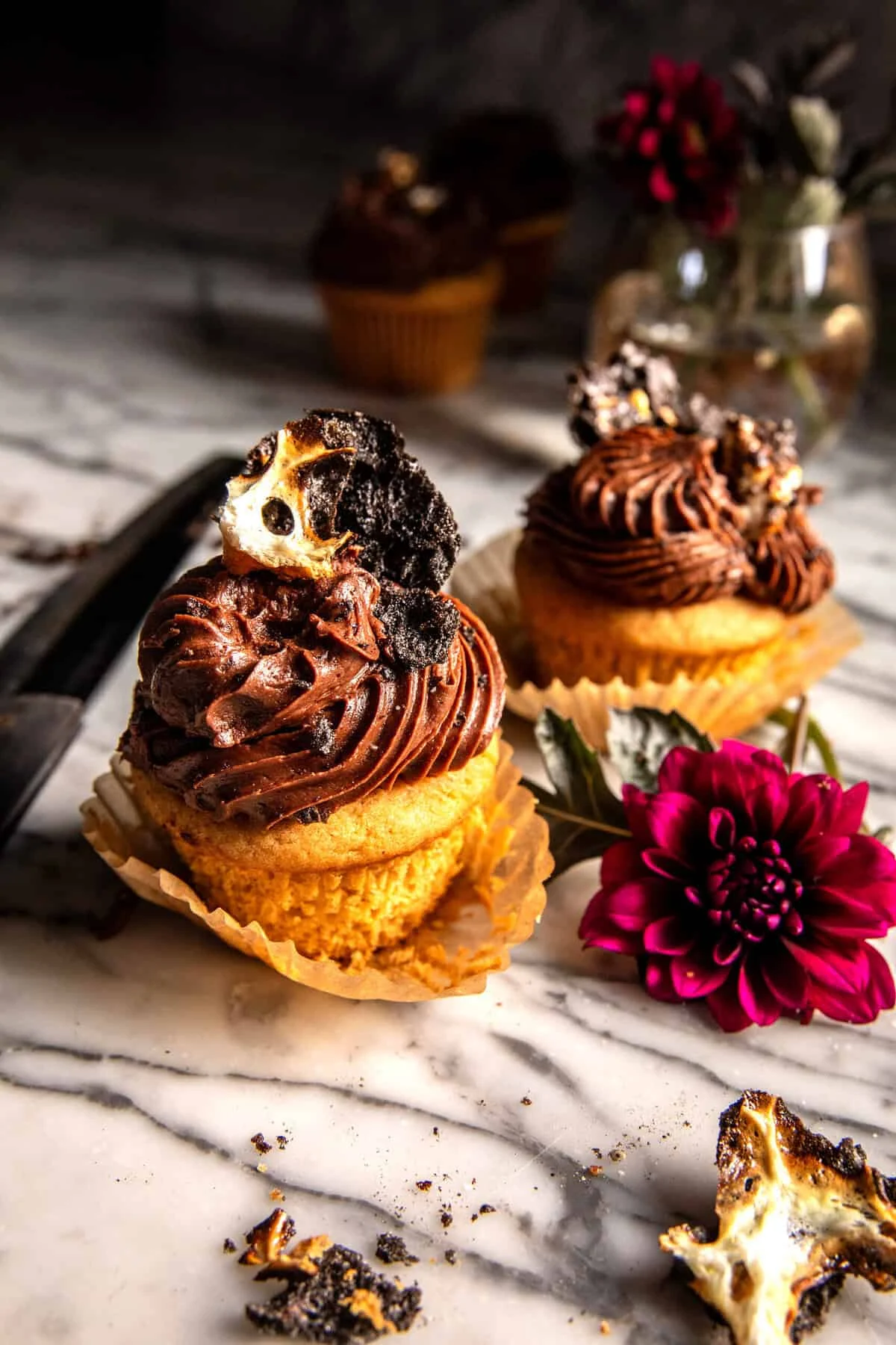 Vanilla Bean Cupcakes with Whipped Chocolate Marshmallow Frosting