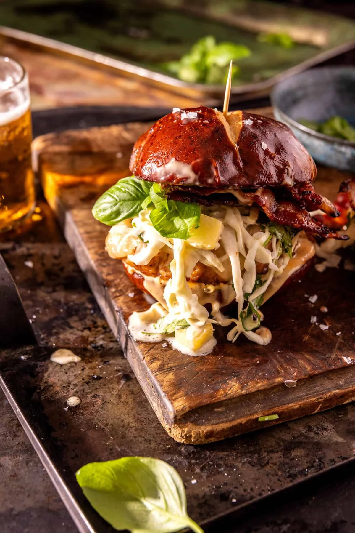 Teriyaki Chicken Burgers with Bang Bang Pineapple Slaw