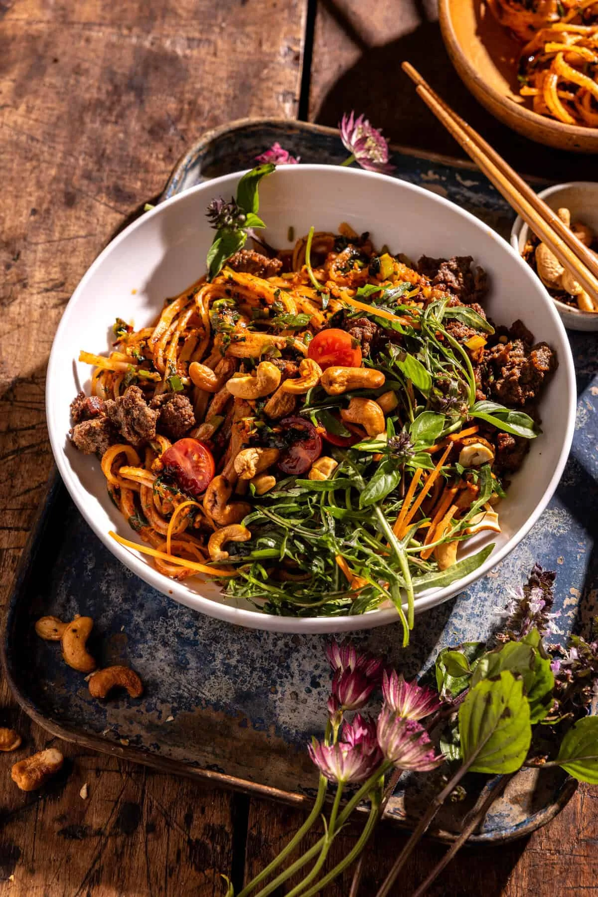 30 Minute Thai Red Curry Basil Beef Noodles