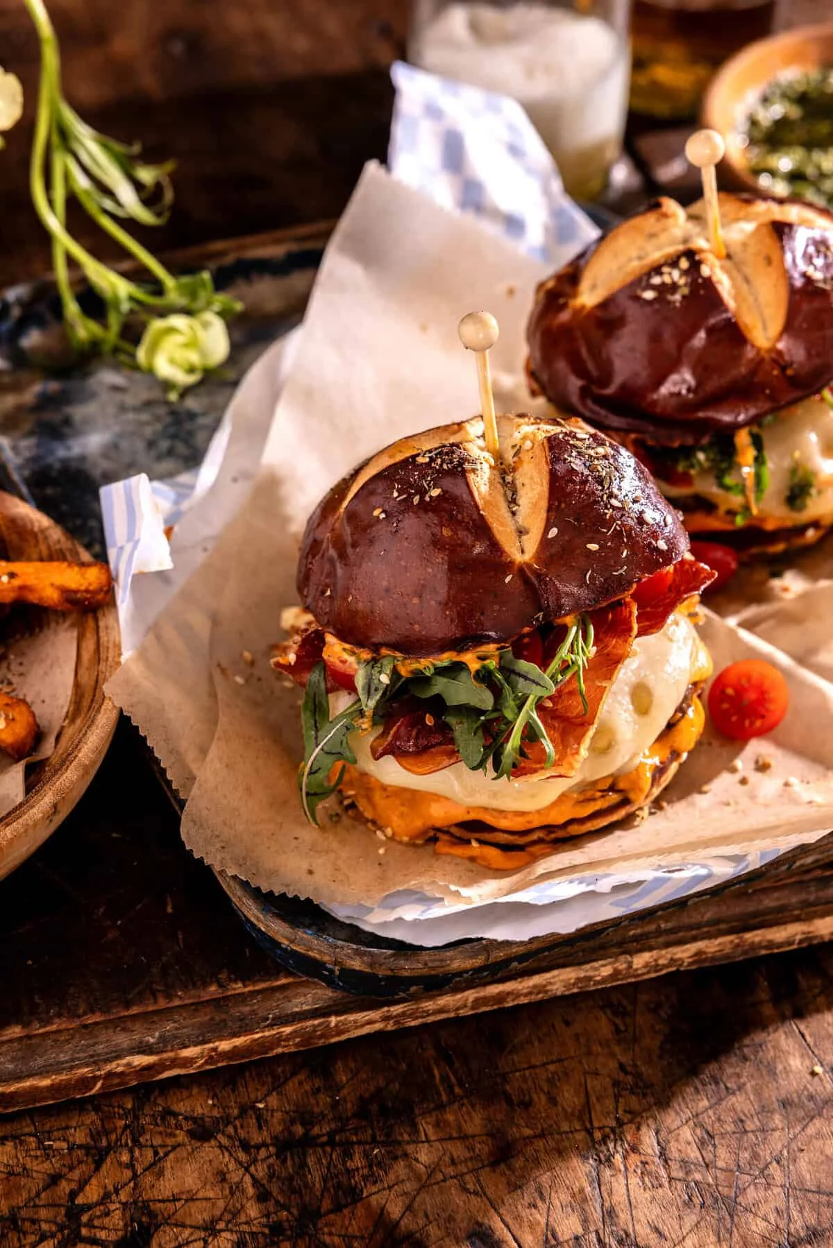 Greek Burgers with Harissa Mayo