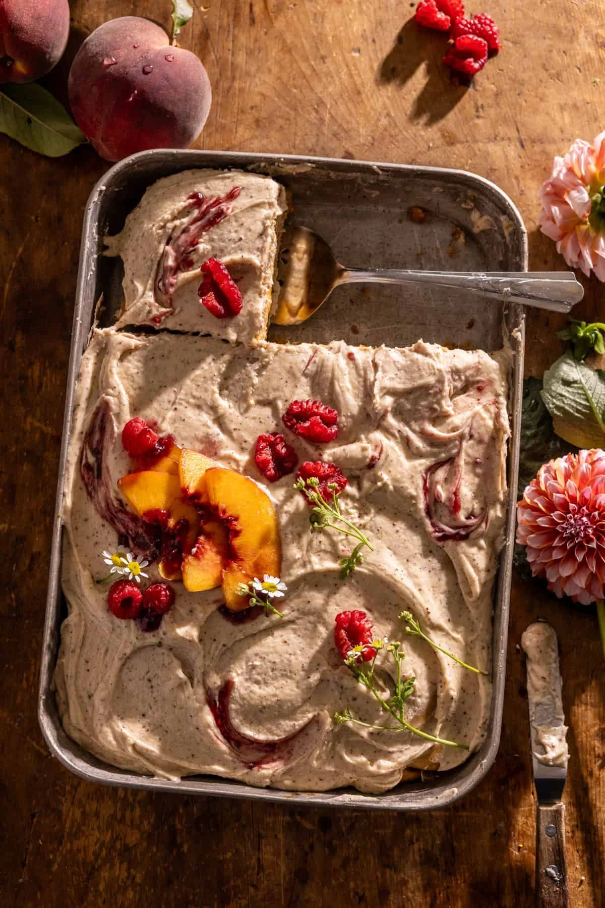 Peach Sheet Cake with Brown Butter Maple Frosting is the Epitome of Summer’s Sweetest Offerings